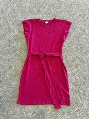 JCrew Factory Fuchsia Tie-Waist T-Shirt Dress